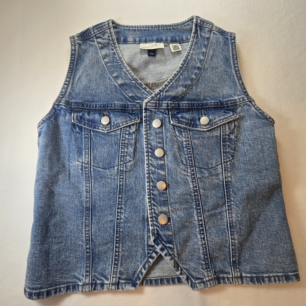 Universal Thread Factory Denim Vest Womens Small Blue Snap Front Jean Jacket - Picture 2 of 16
